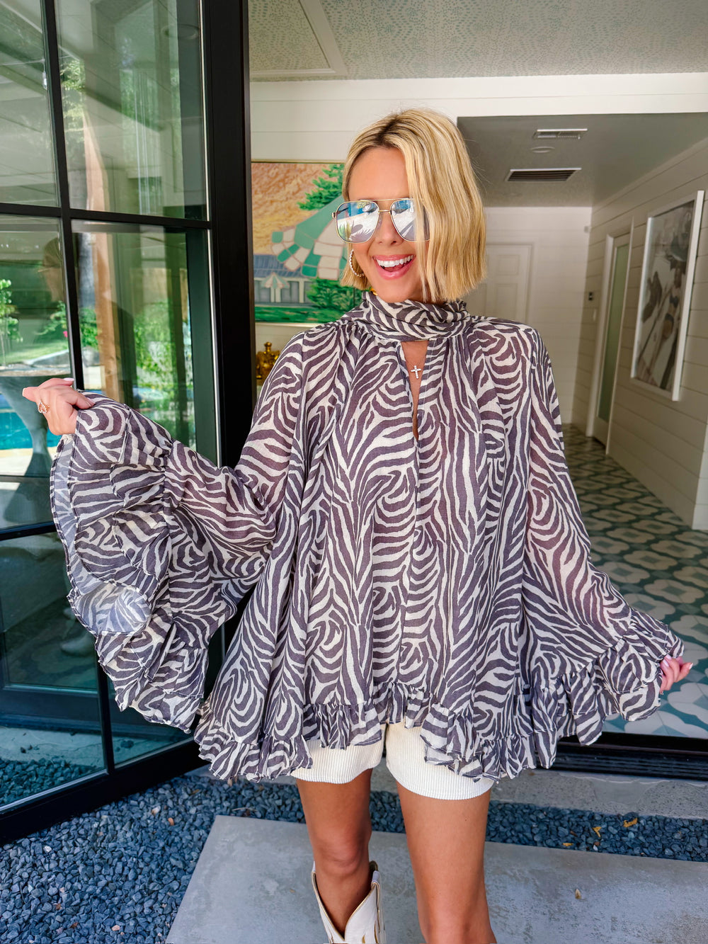 THE MOMENT IS YOURS ZEBRA LONG SLEEVE TOP