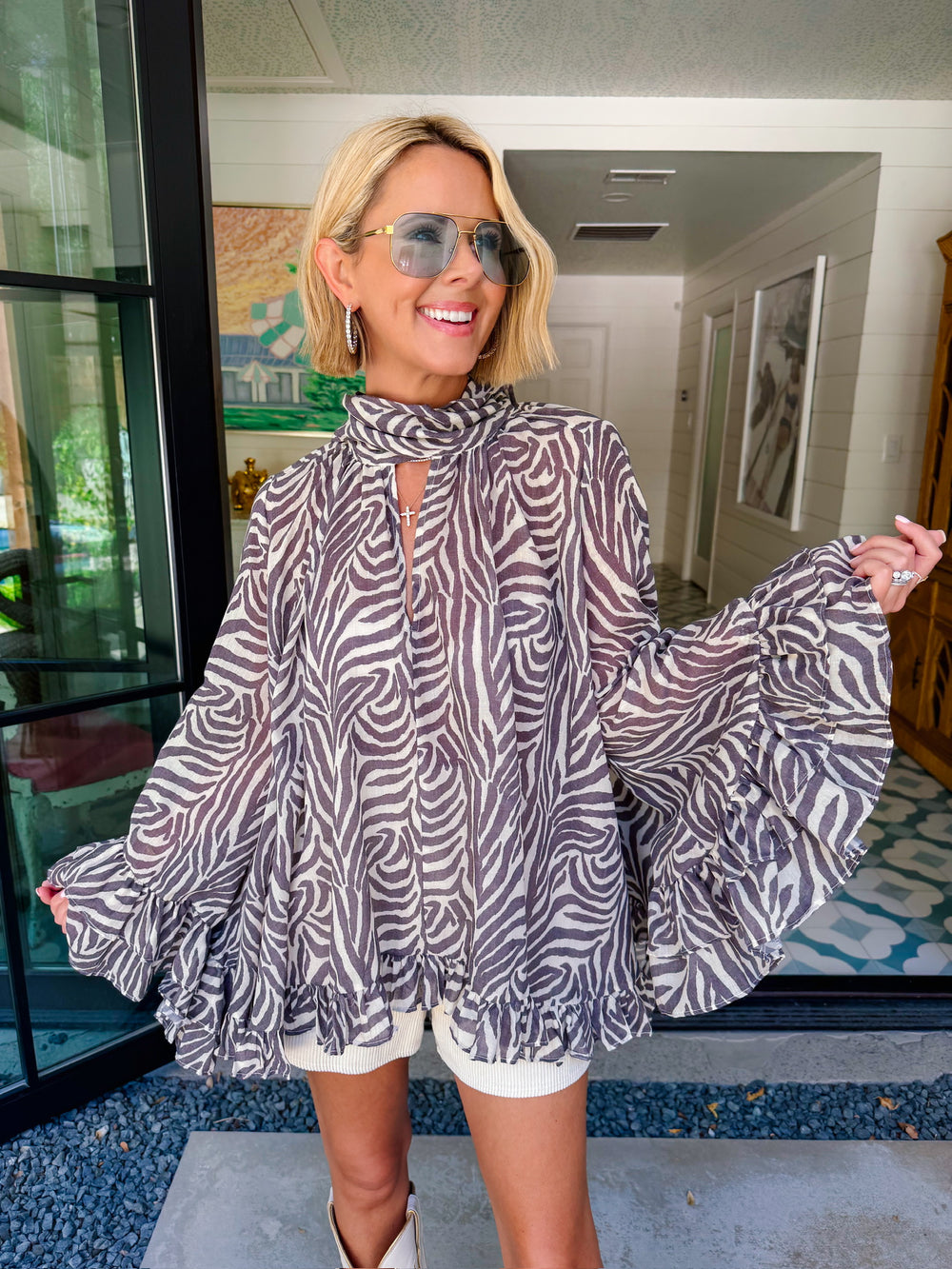 THE MOMENT IS YOURS ZEBRA LONG SLEEVE TOP