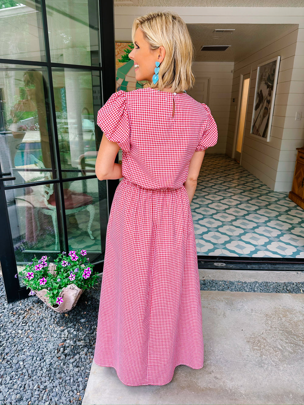 DAPHNE GINGHAM MIDI SKIRT SET - RED