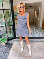 GIDDY FOR GINGHAM DAISY ROMPER - BLACK