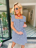 GIDDY FOR GINGHAM DAISY ROMPER - BLACK