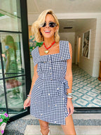 GIDDY FOR GINGHAM DAISY ROMPER - BLACK