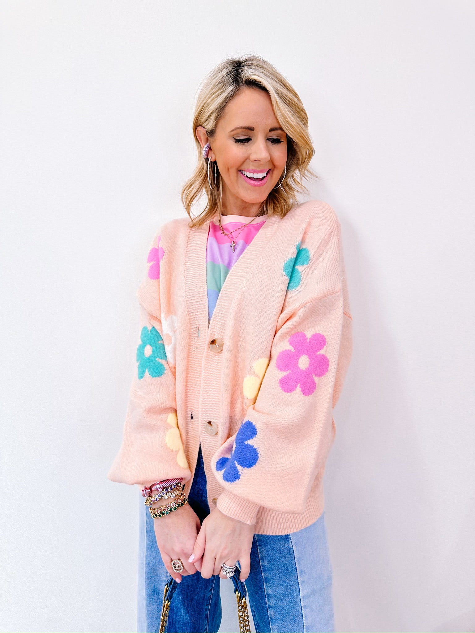 FORGET ME NOT DAISY CARDIGAN - PINK
