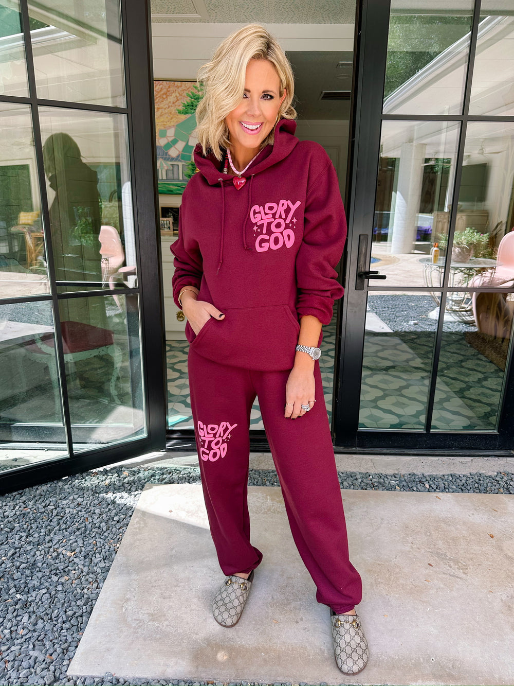 GLORY TO GOD PANT SET - MAROON