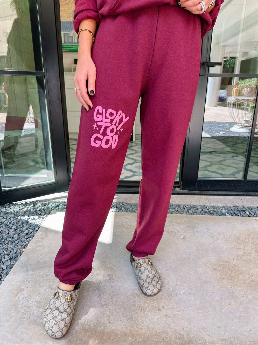GLORY TO GOD PANT SET - MAROON