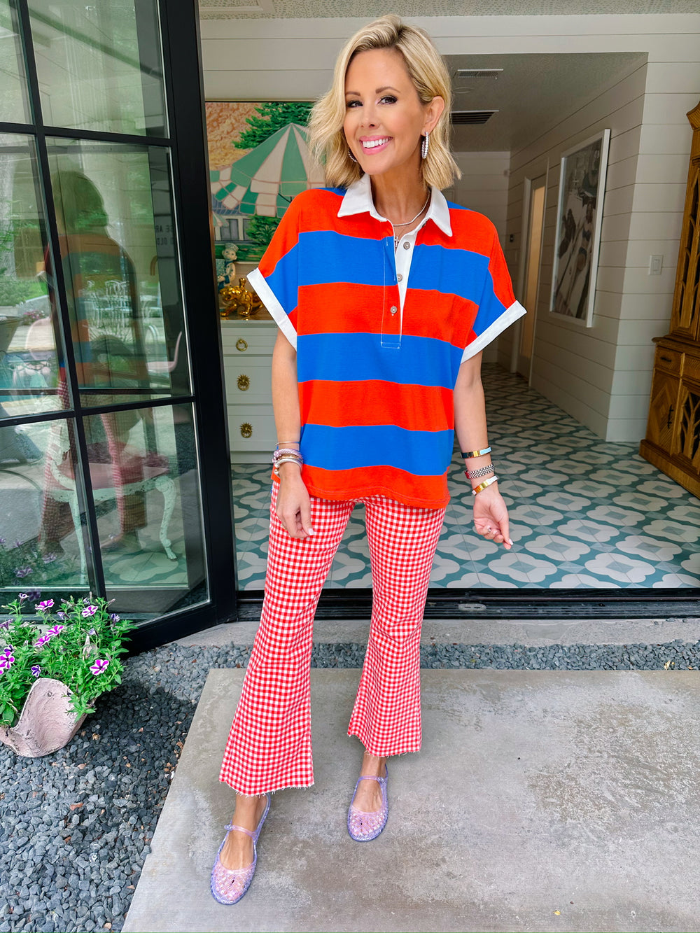 CASEY RUGBY STRIPE POLO TOP