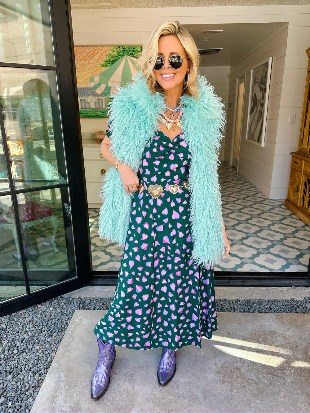 IT'S A SURE THING SHAGGY FUR VEST - MINT