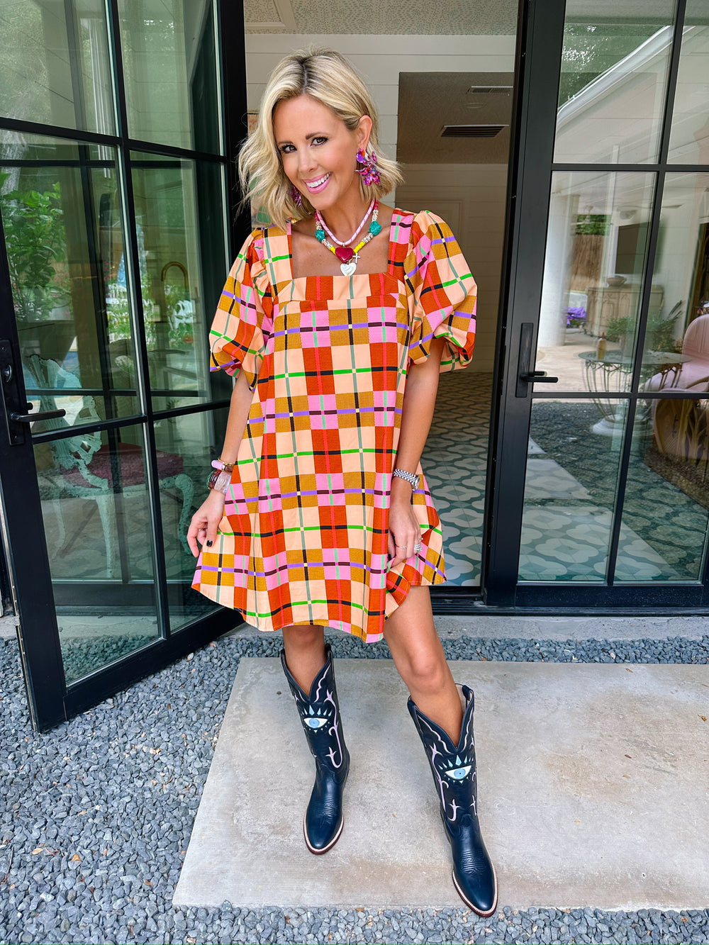 HIDDEN PATHS PUFF SLEEVE DRESS