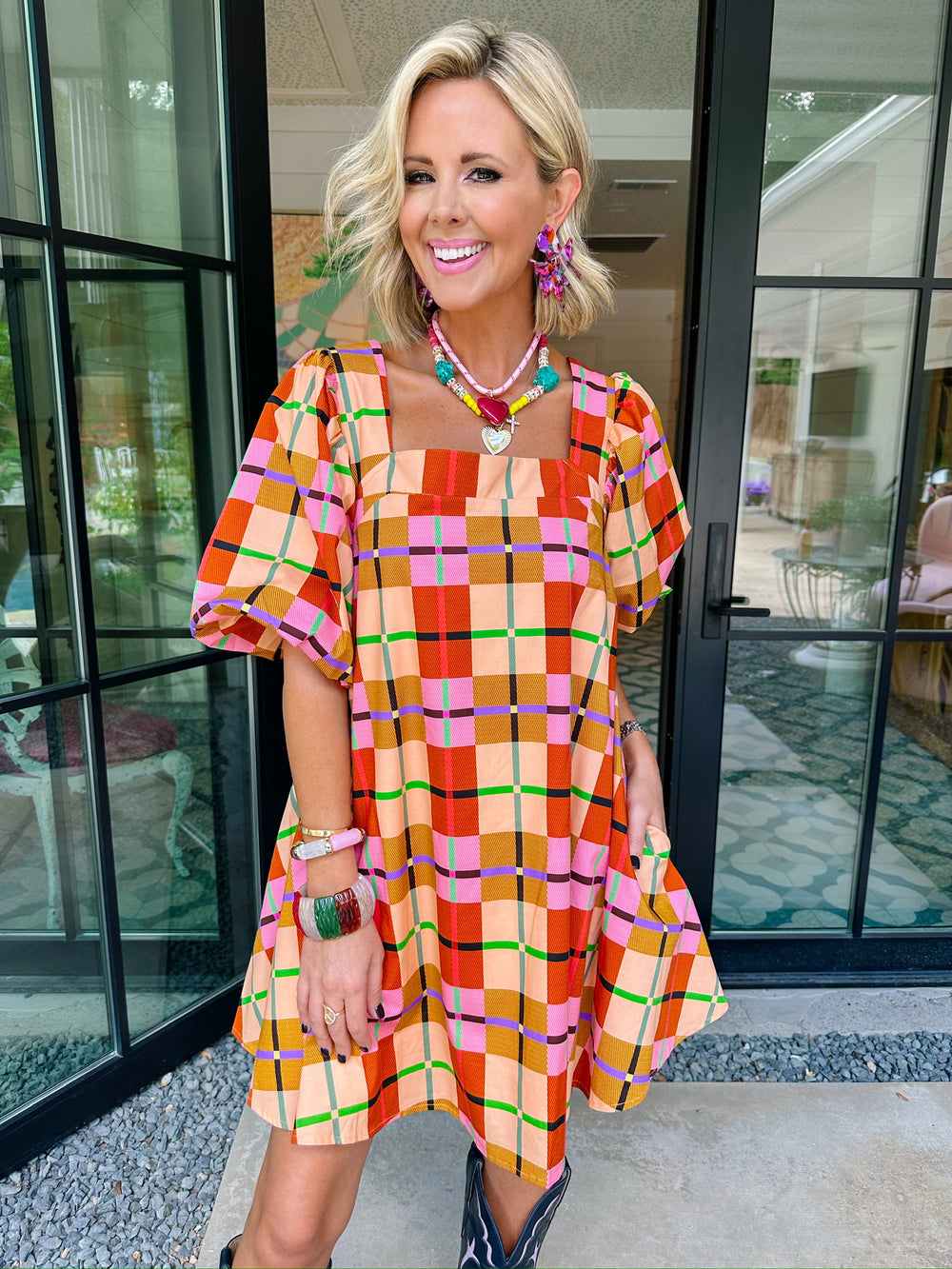 HIDDEN PATHS PUFF SLEEVE DRESS