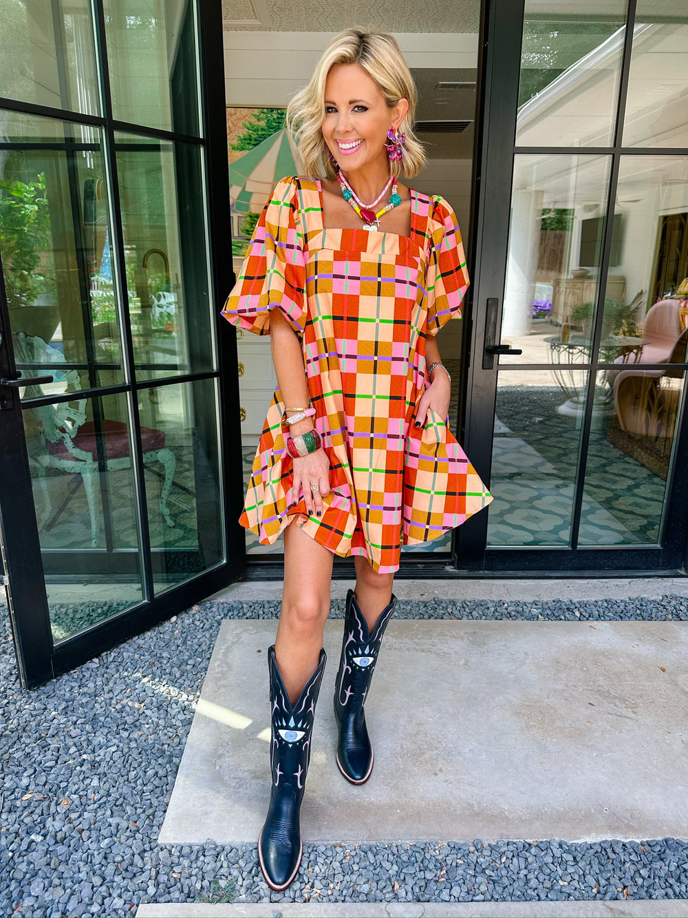 HIDDEN PATHS PUFF SLEEVE DRESS