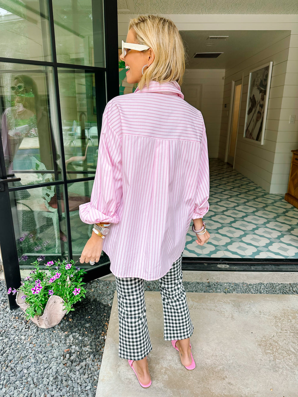 GIANNA GINGHAM CAPRI JEANS - BLACK