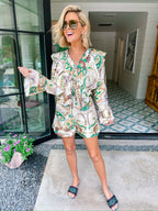 AMELIA PAISLEY RUFFLE SHORT SET
