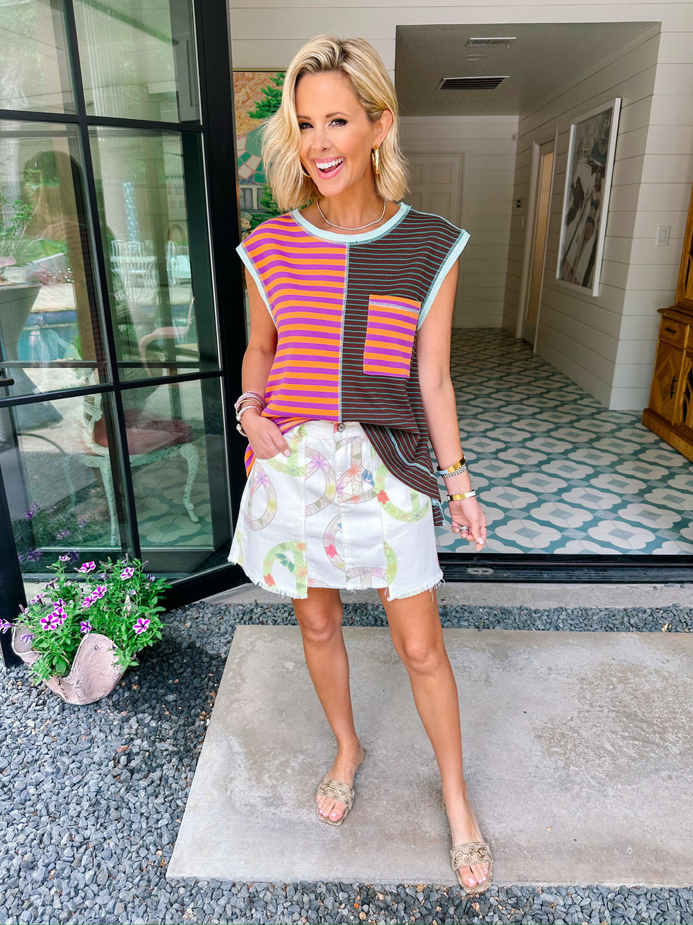 POWER STRIPE COLORBLOCK MUSCLE TEE