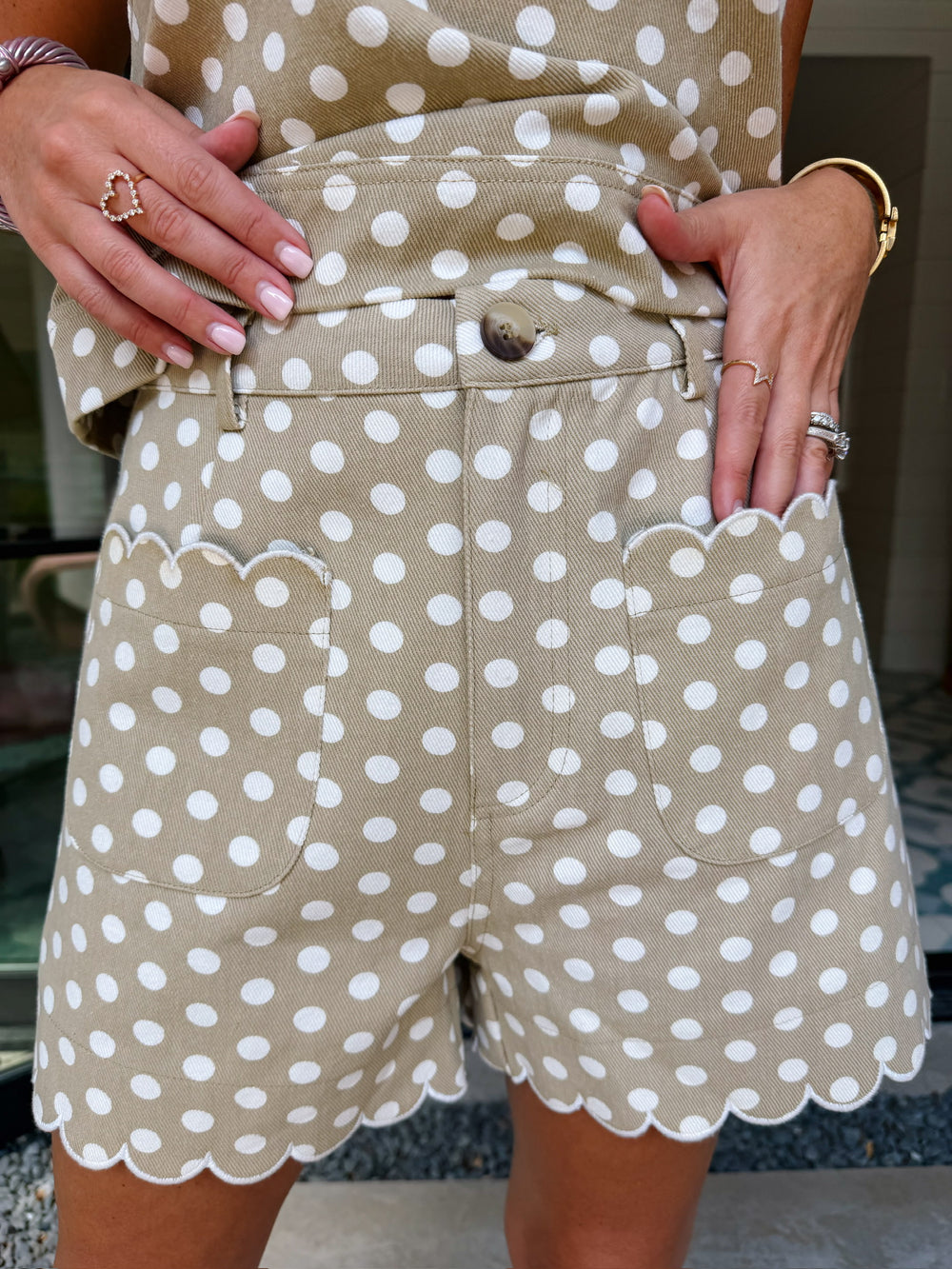 IT GIRL POLKA DOT SHORT SET - TAN