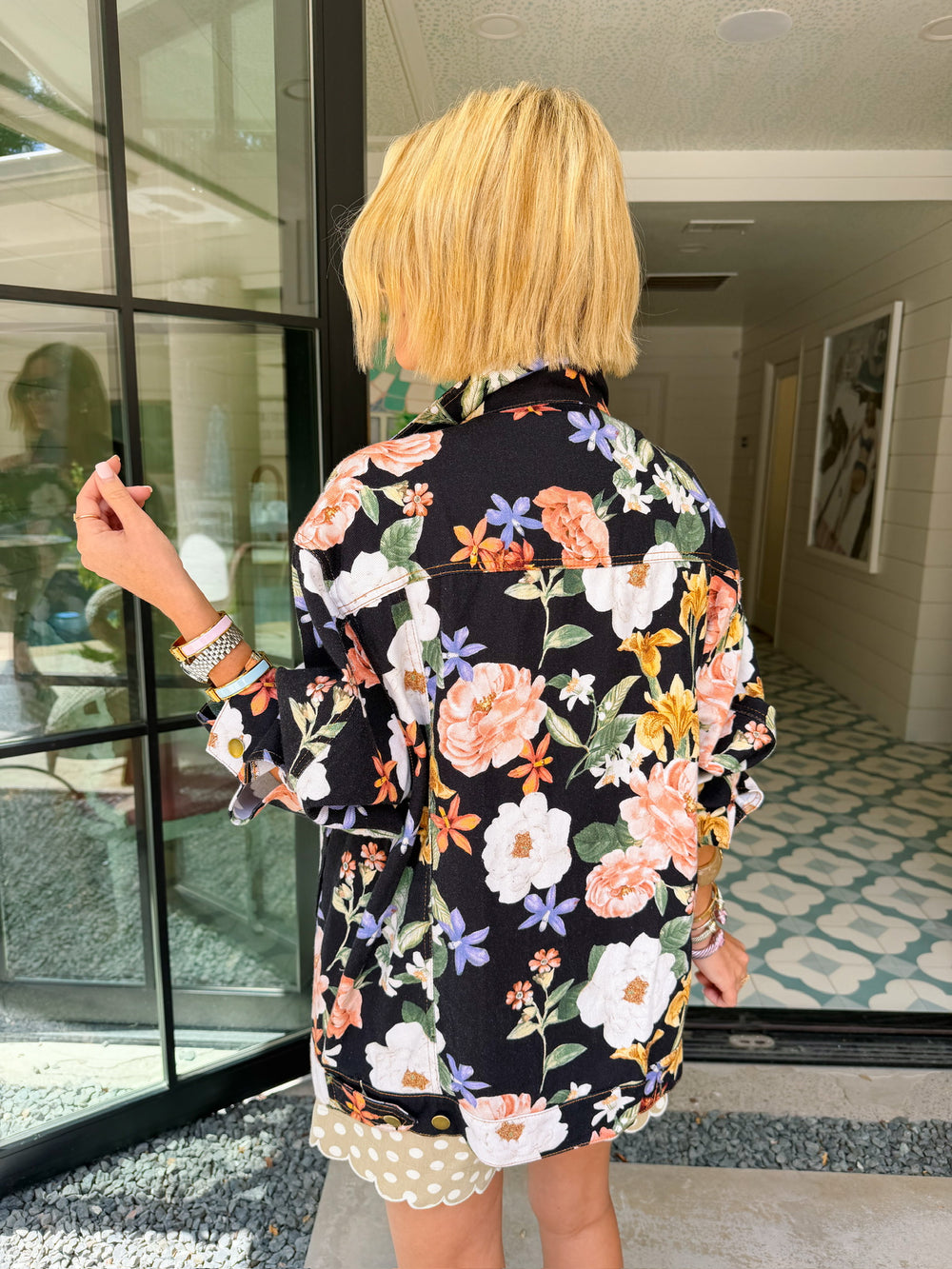 TAKE YOUR PICK FLORAL DENIM JACKET - BLACK