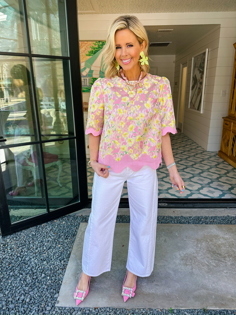 DAFFODIL DREAMS WAVY HEM TOP - PINK