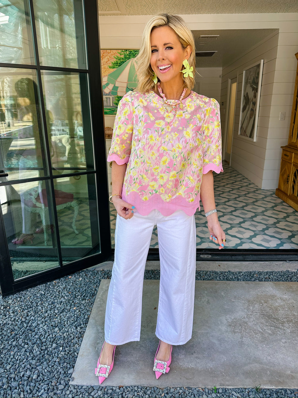 DAFFODIL DREAMS WAVY HEM TOP - PINK