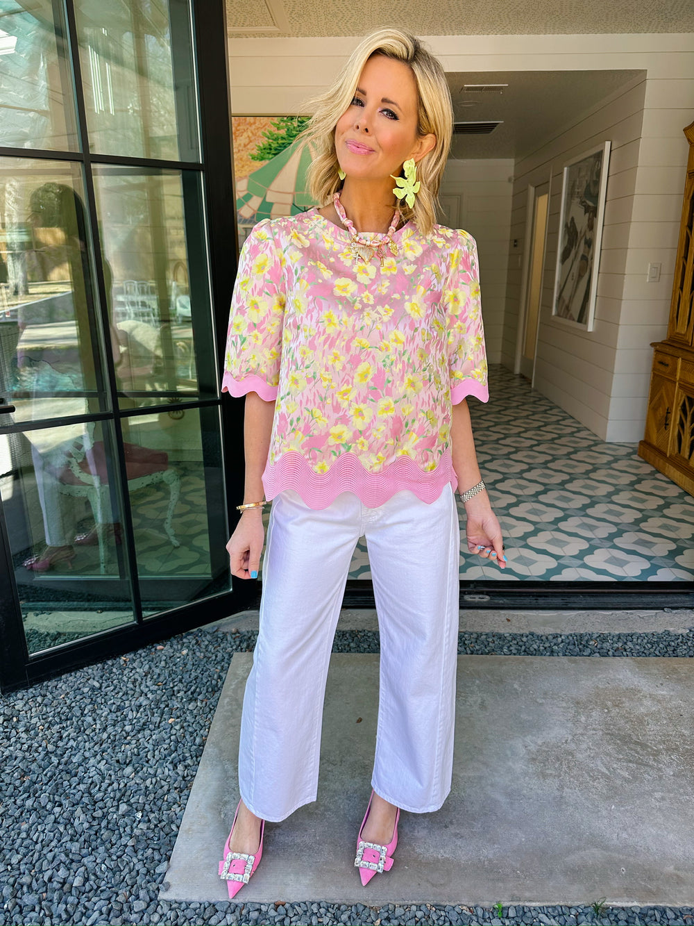 DAFFODIL DREAMS WAVY HEM TOP - PINK