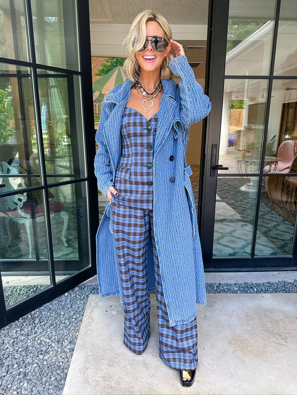 DESIREE DENIM TEXTURED TRENCH COAT