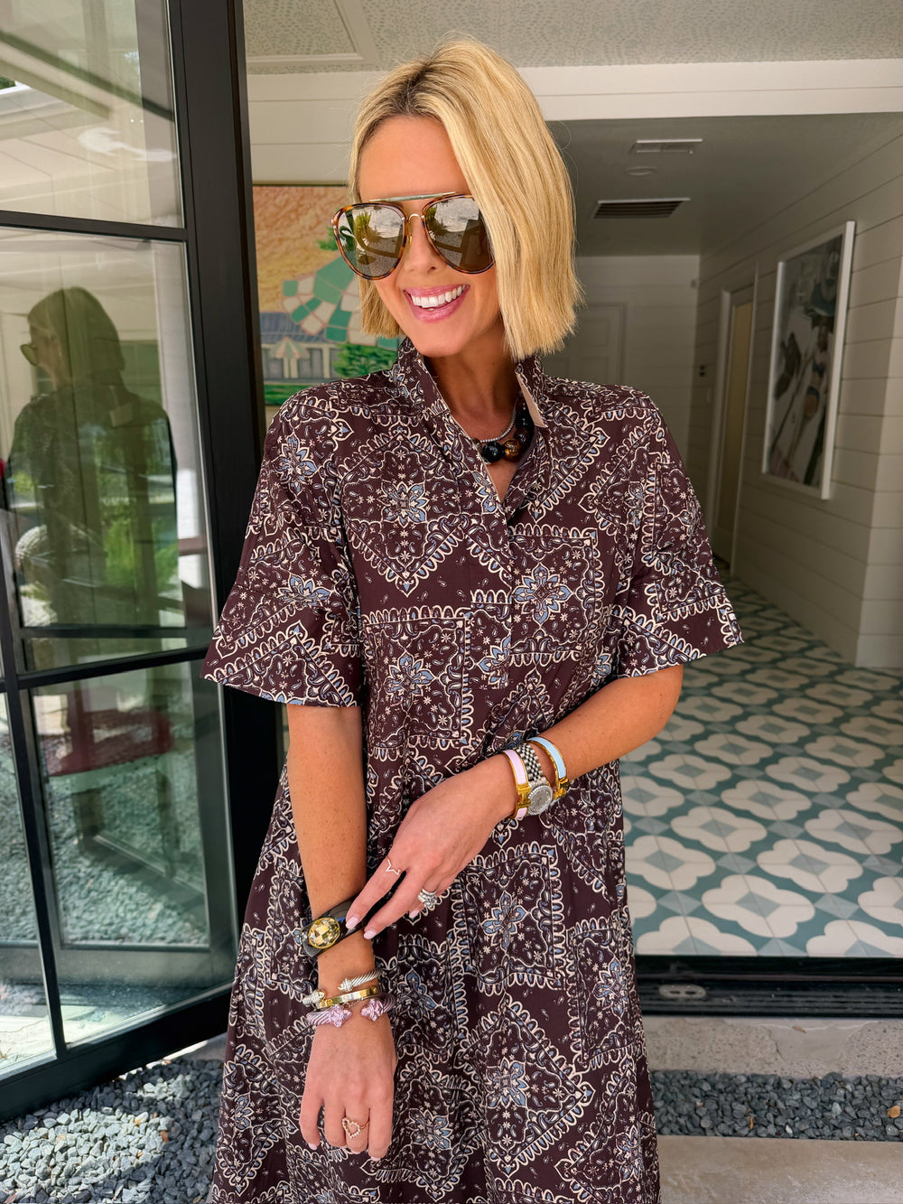 JUST MY STYLE BANDANA MIDI DRESS - BROWN