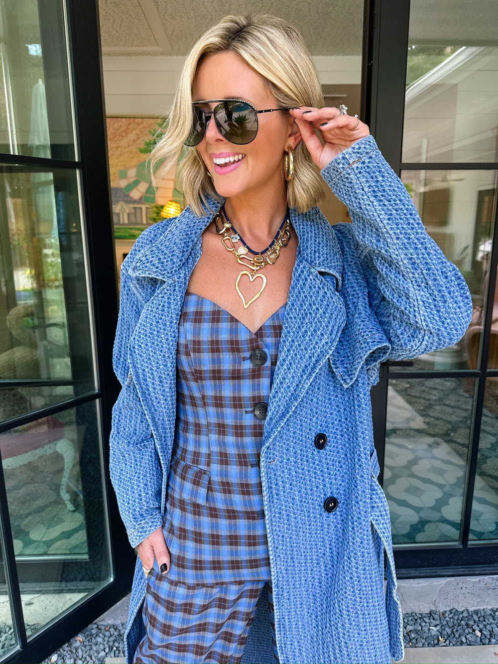 DESIREE DENIM TEXTURED TRENCH COAT