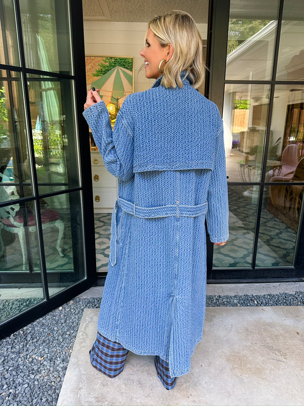 DESIREE DENIM TEXTURED TRENCH COAT