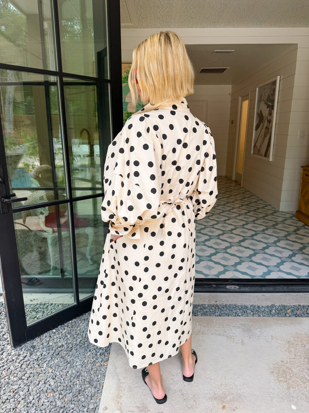 NOTHING BUT POLKA DOTS PUFF SLEEVE MIDI DRESS - IVORY