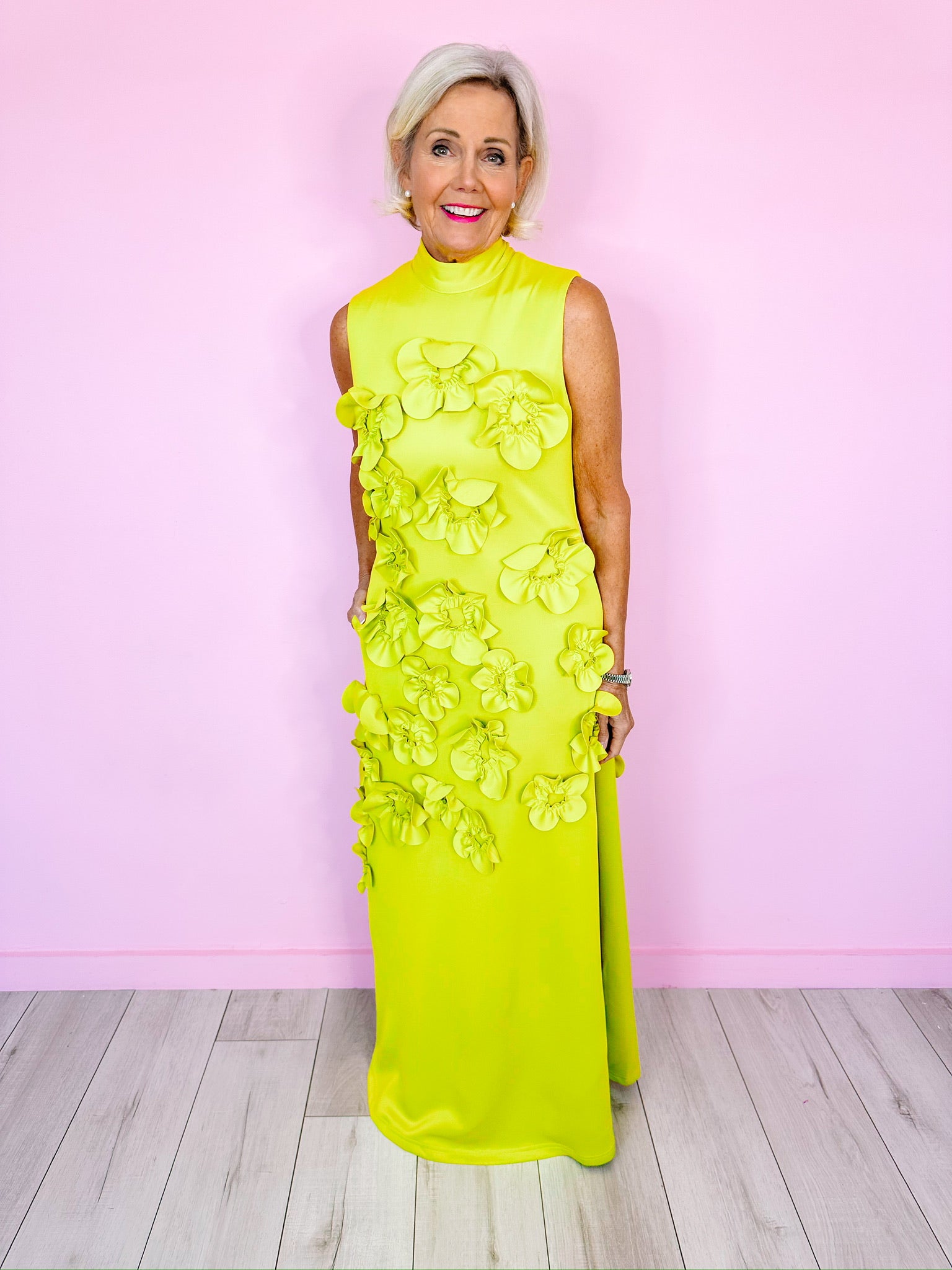 FALLING FOR YOU MAXI DRESS - CHARTREUSE