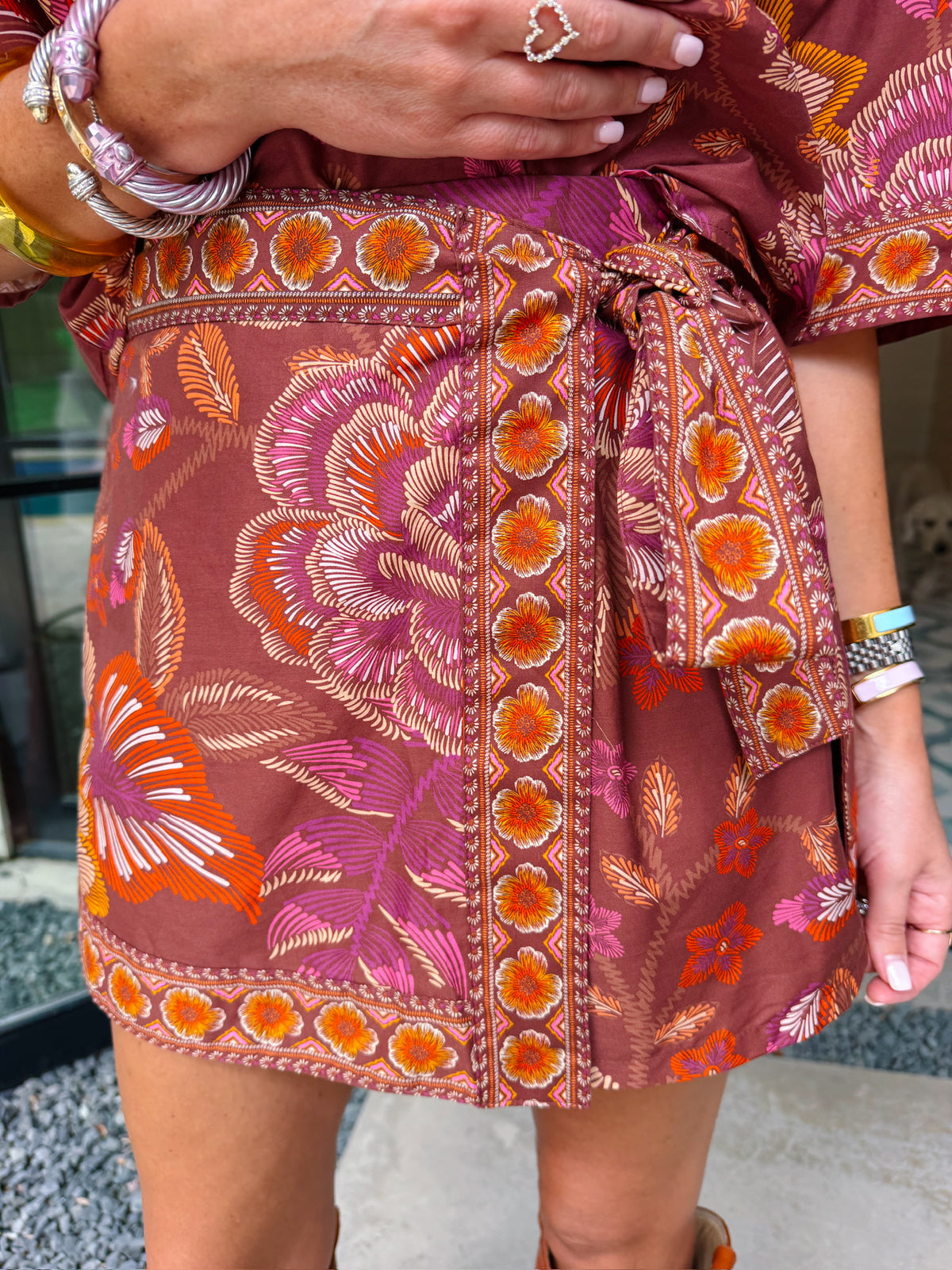 RIVIERA FLORAL SKORT SET - TERRACOTTA