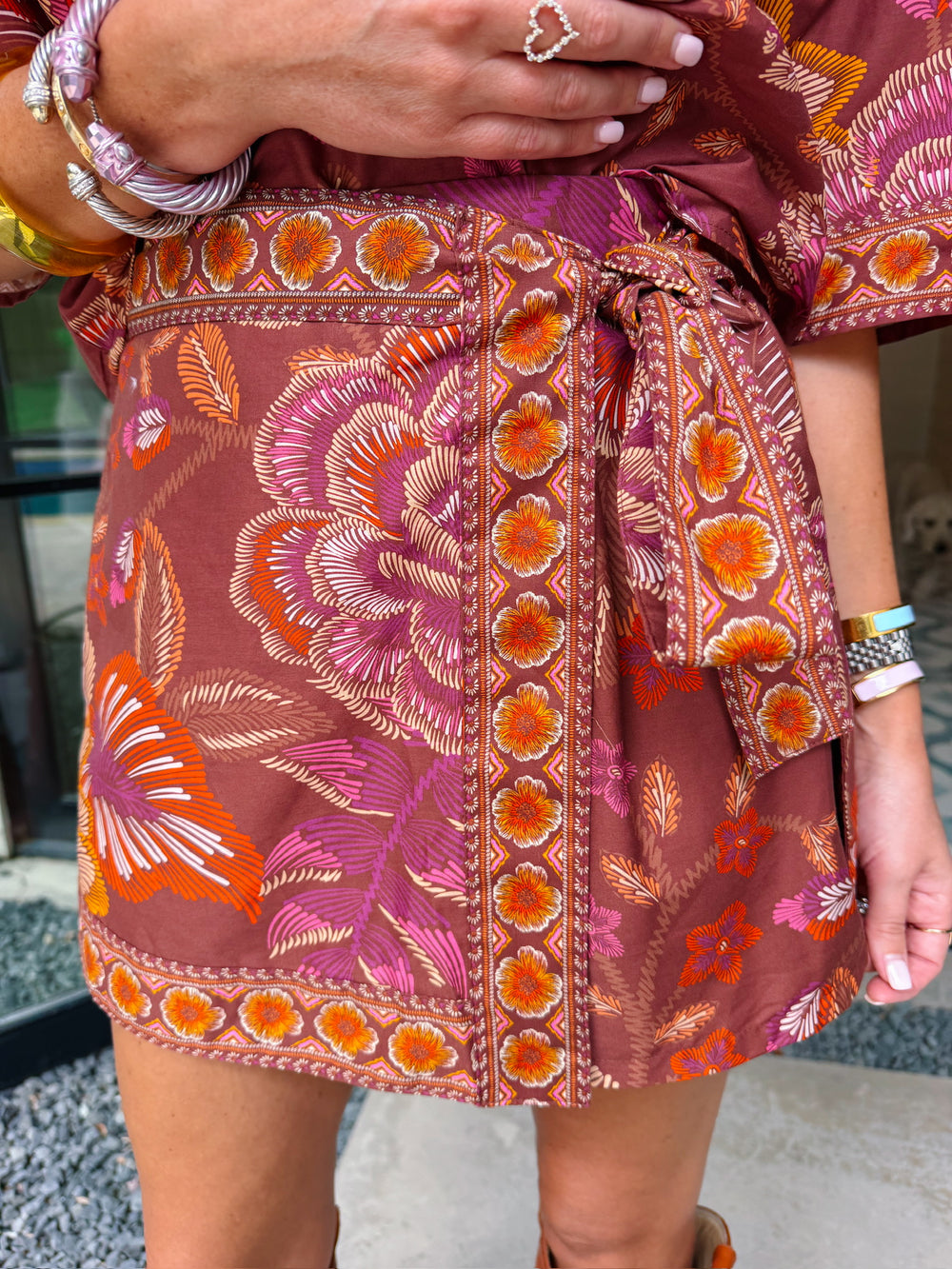RIVIERA FLORAL SKORT SET - TERRACOTTA