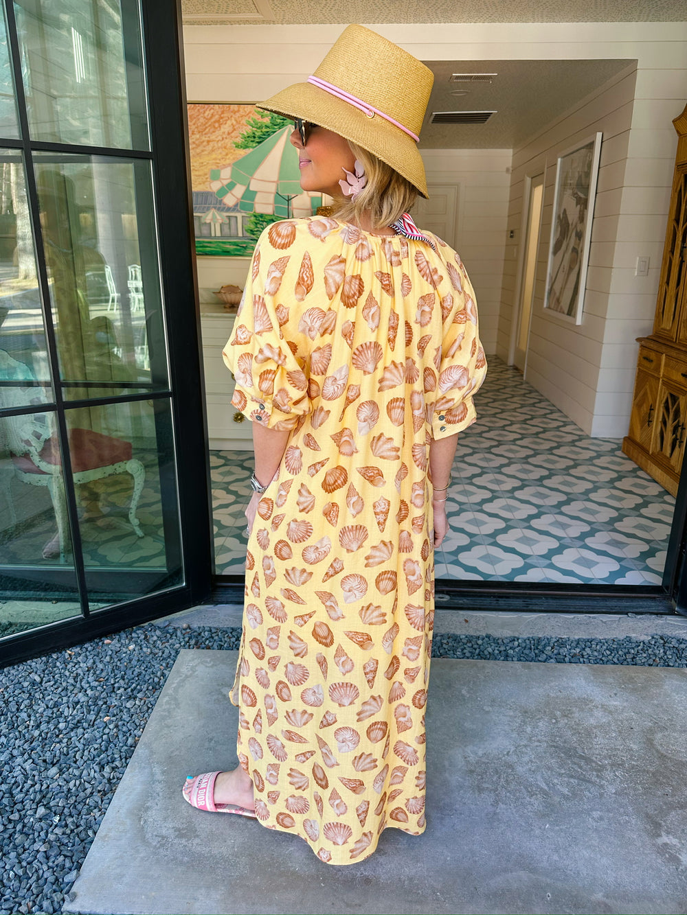 HIGH TIDE SEASHELL MIDI DRESS - YELLOW