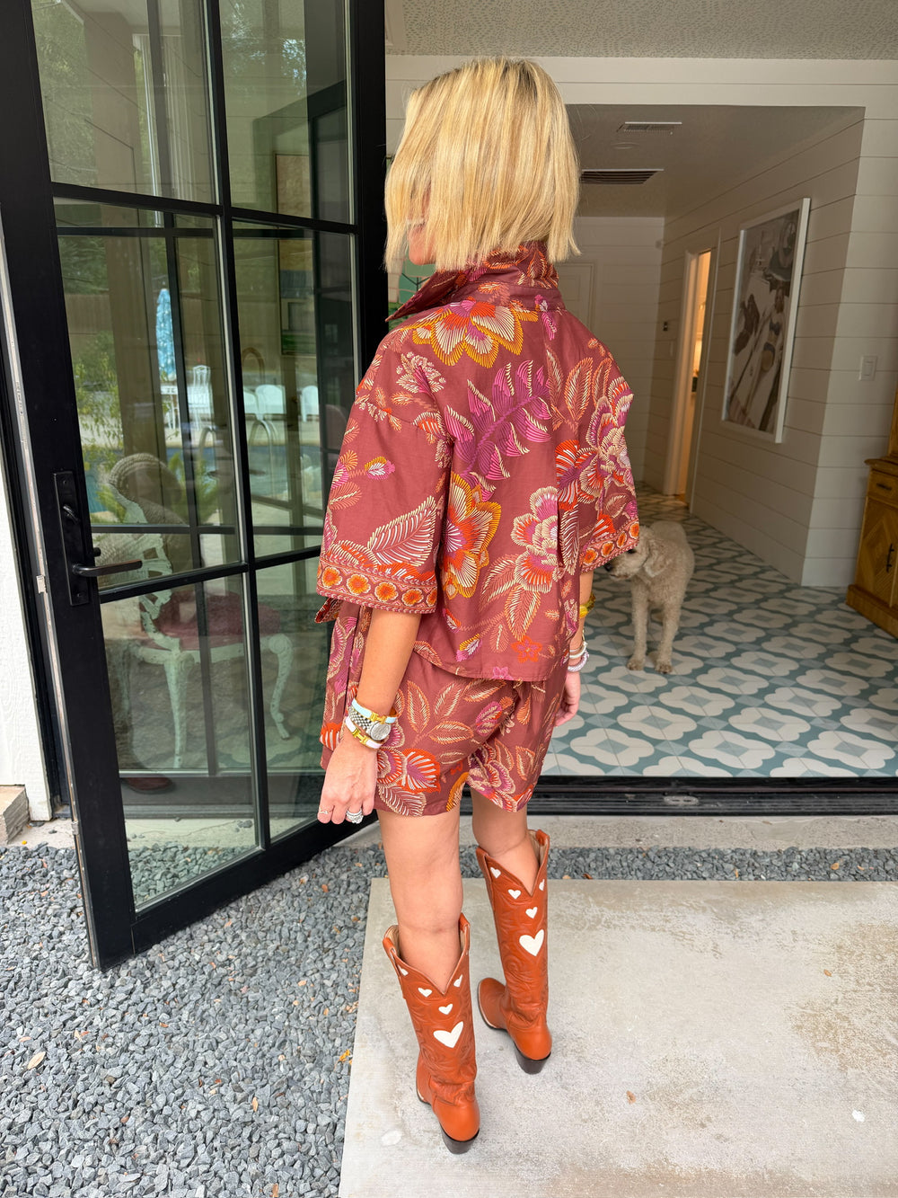 RIVIERA FLORAL SKORT SET - TERRACOTTA