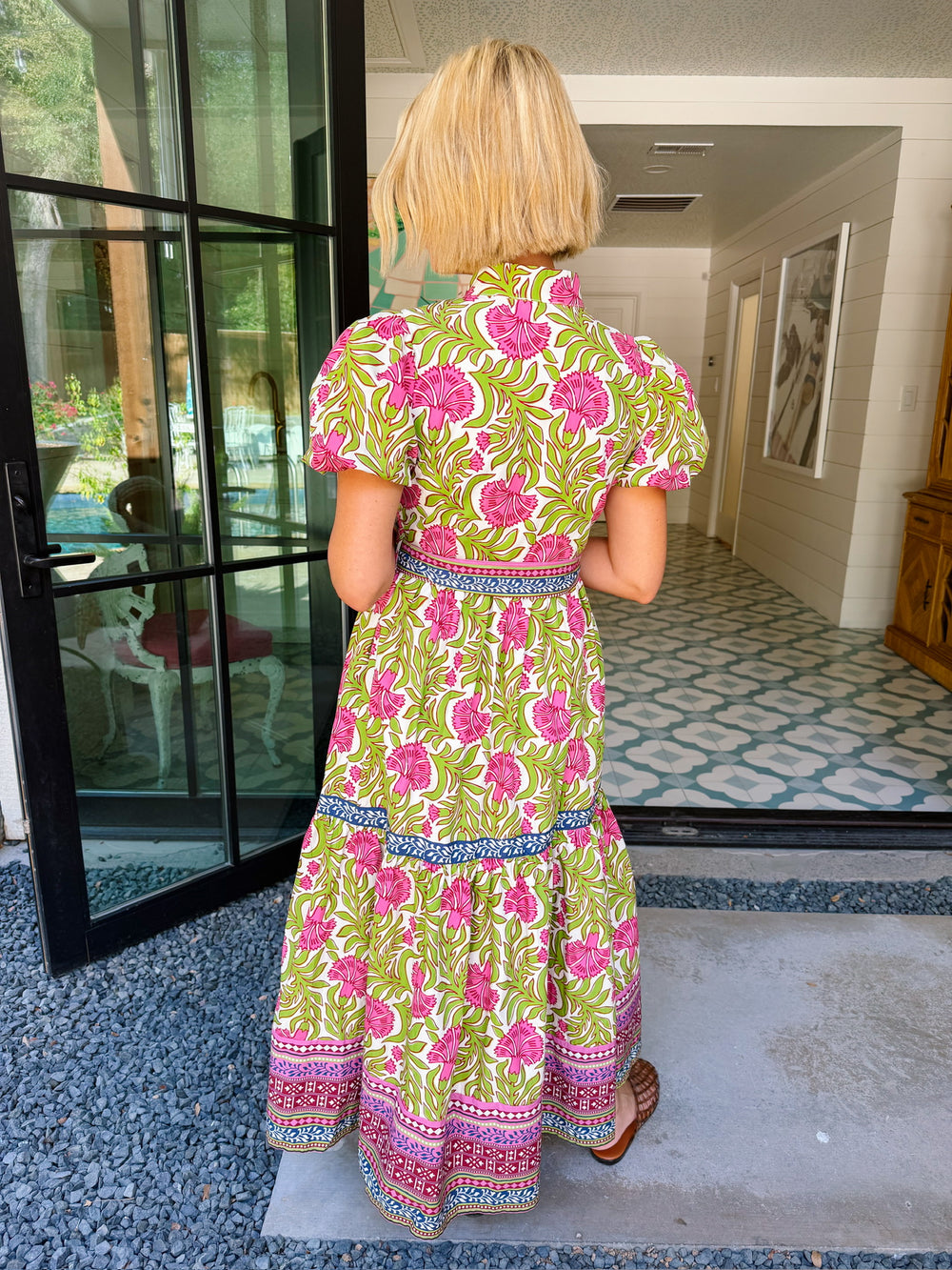 FELICIA FLORAL CONTRAST TRIM MIDI DRESS