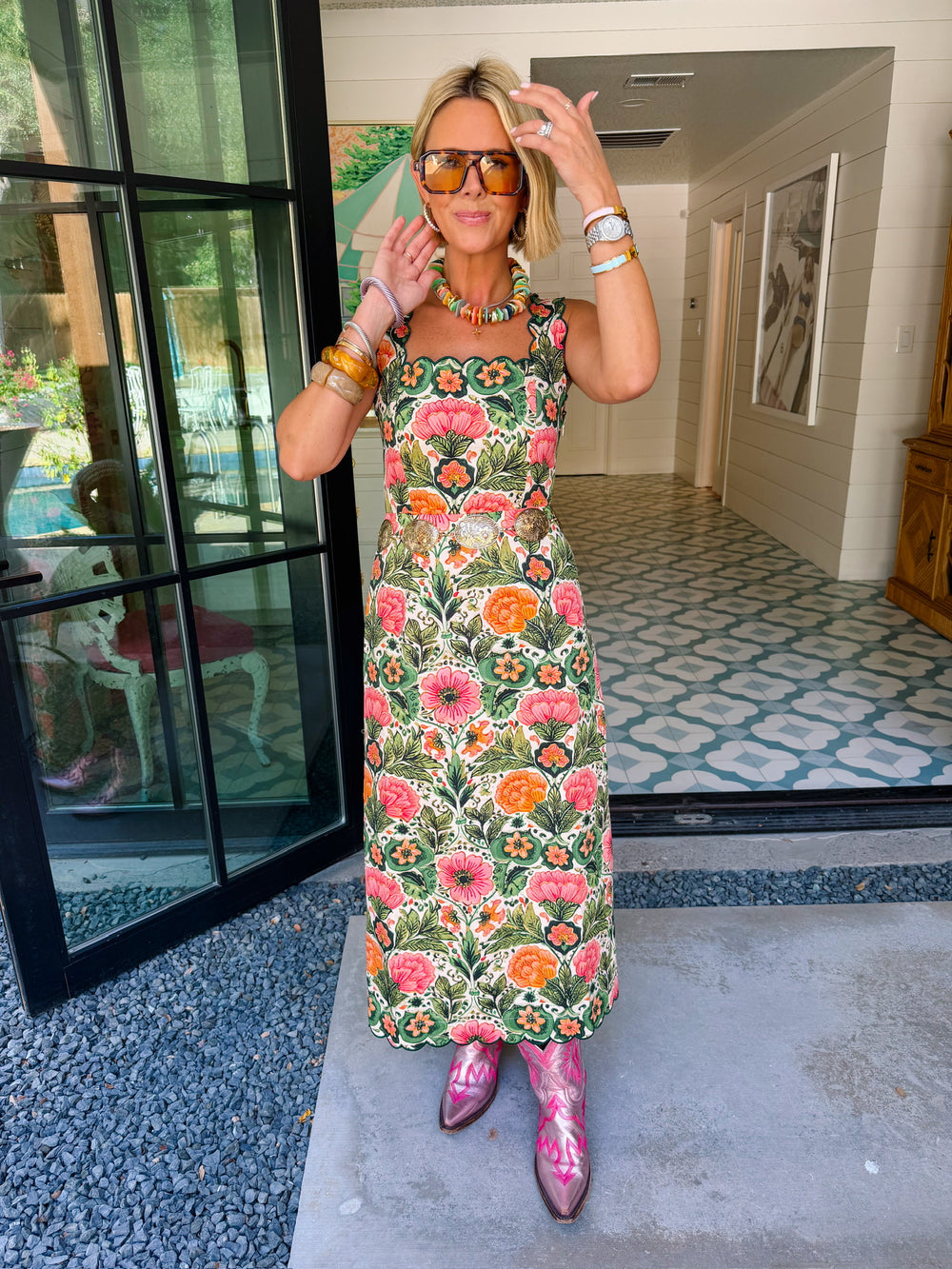 GARDEN REVERIE FLORAL MIDI DRESS