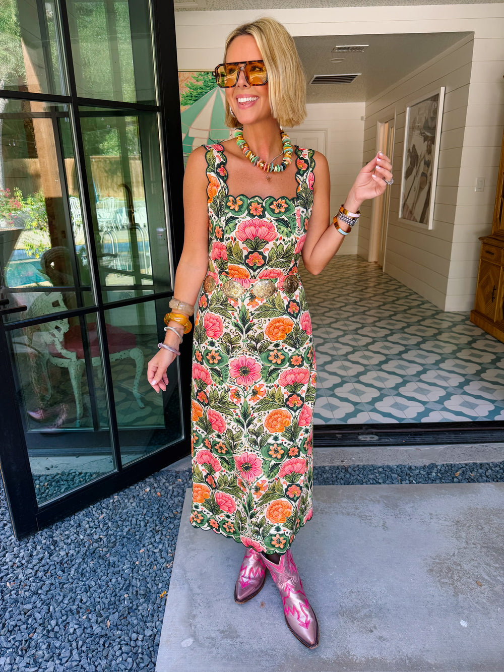 GARDEN REVERIE FLORAL MIDI DRESS