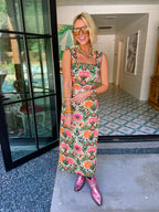 GARDEN REVERIE FLORAL MIDI DRESS