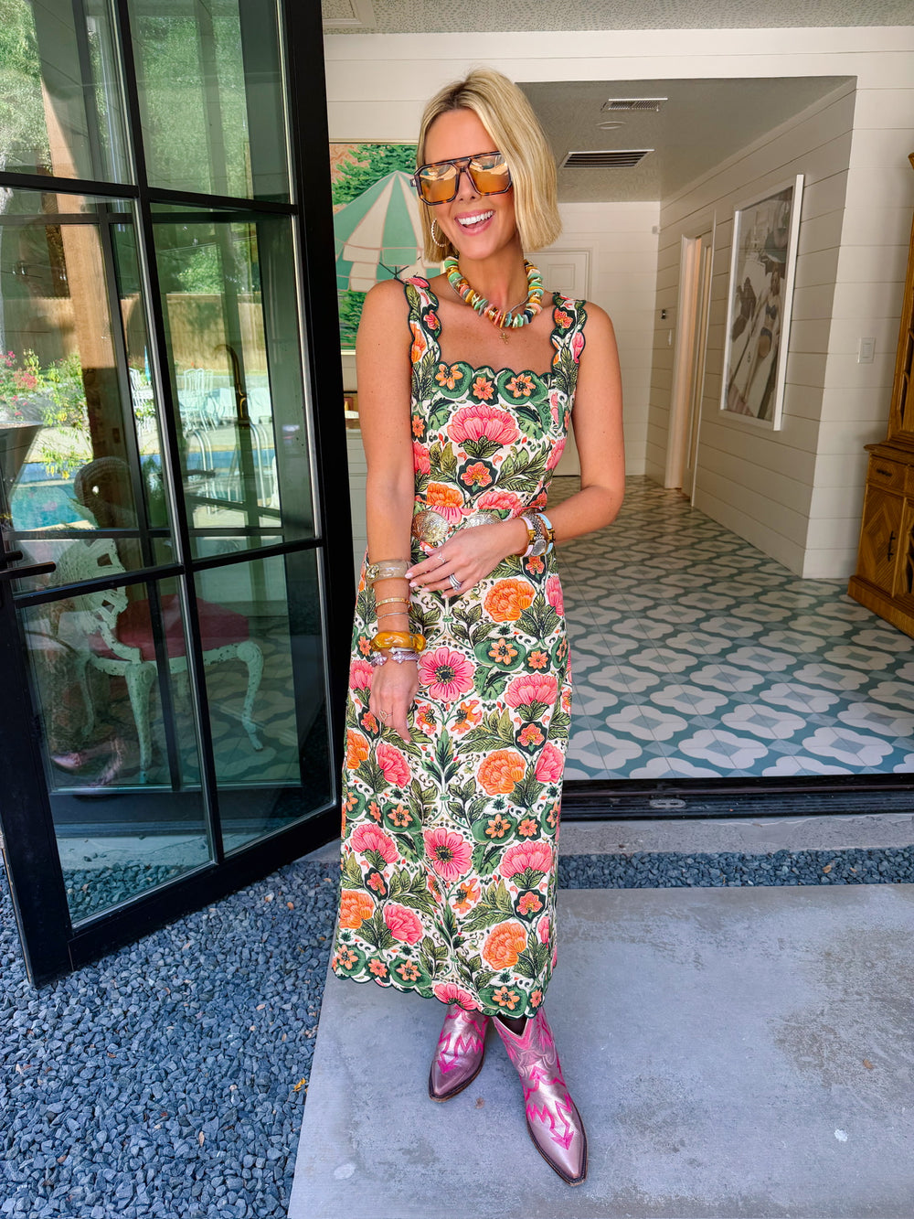 GARDEN REVERIE FLORAL MIDI DRESS