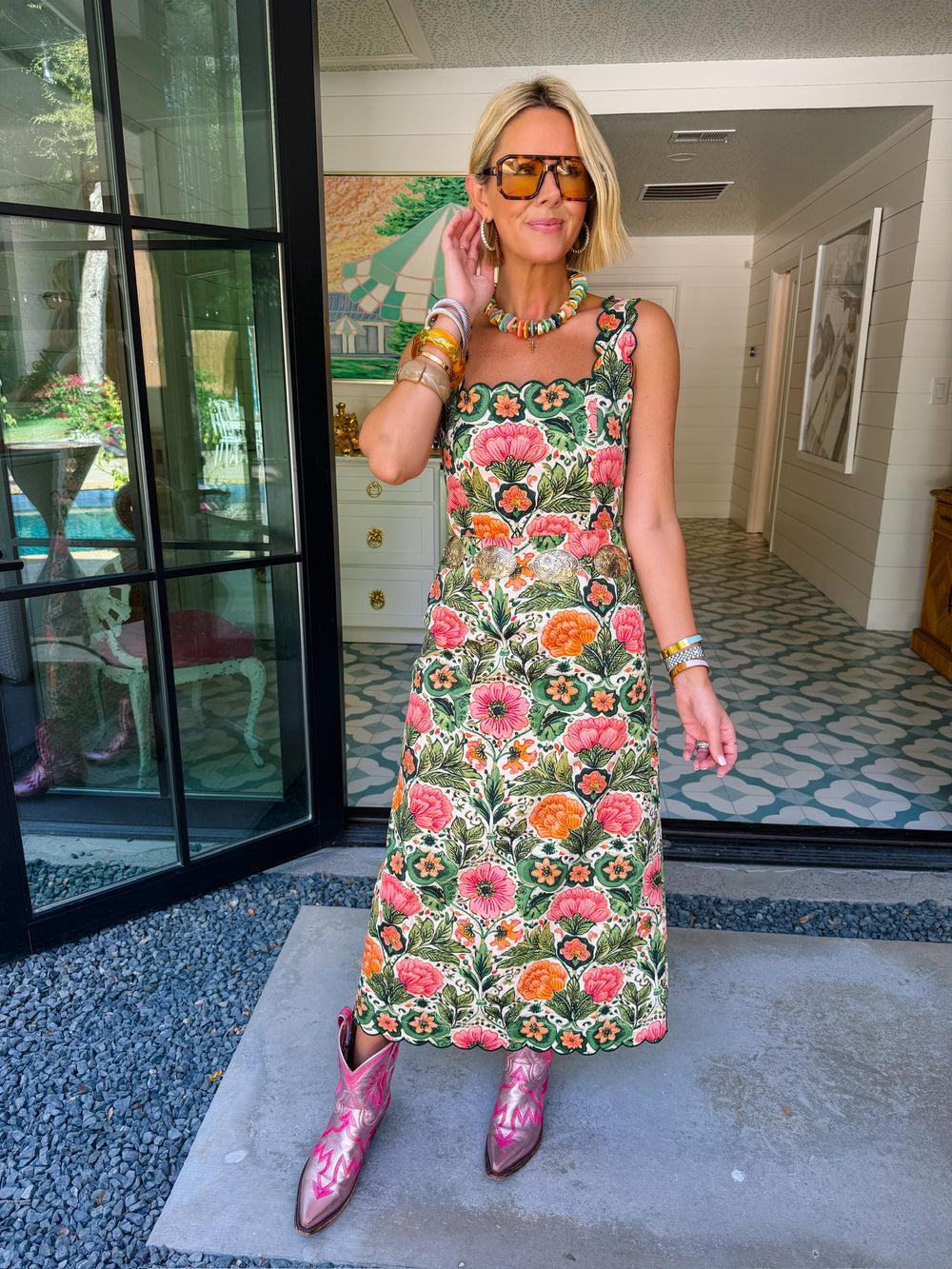 GARDEN REVERIE FLORAL MIDI DRESS