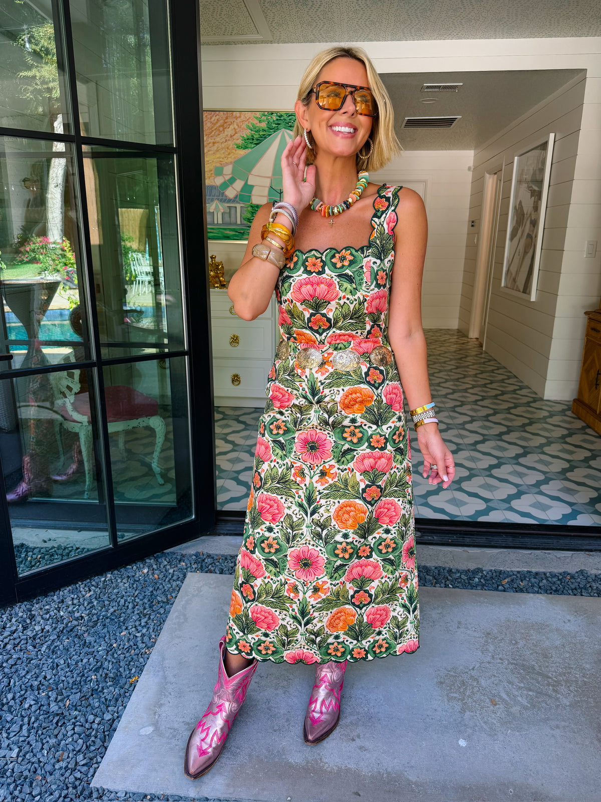 GARDEN REVERIE FLORAL MIDI DRESS