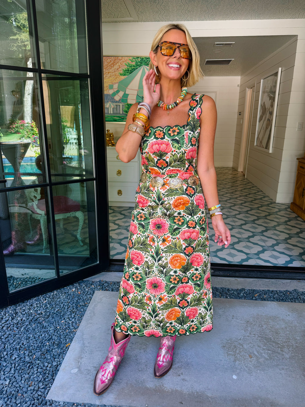 GARDEN REVERIE FLORAL MIDI DRESS