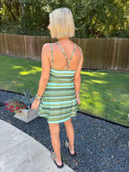 MOVE FREELY STRIPE ATHLETIC DRESS - GREEN
