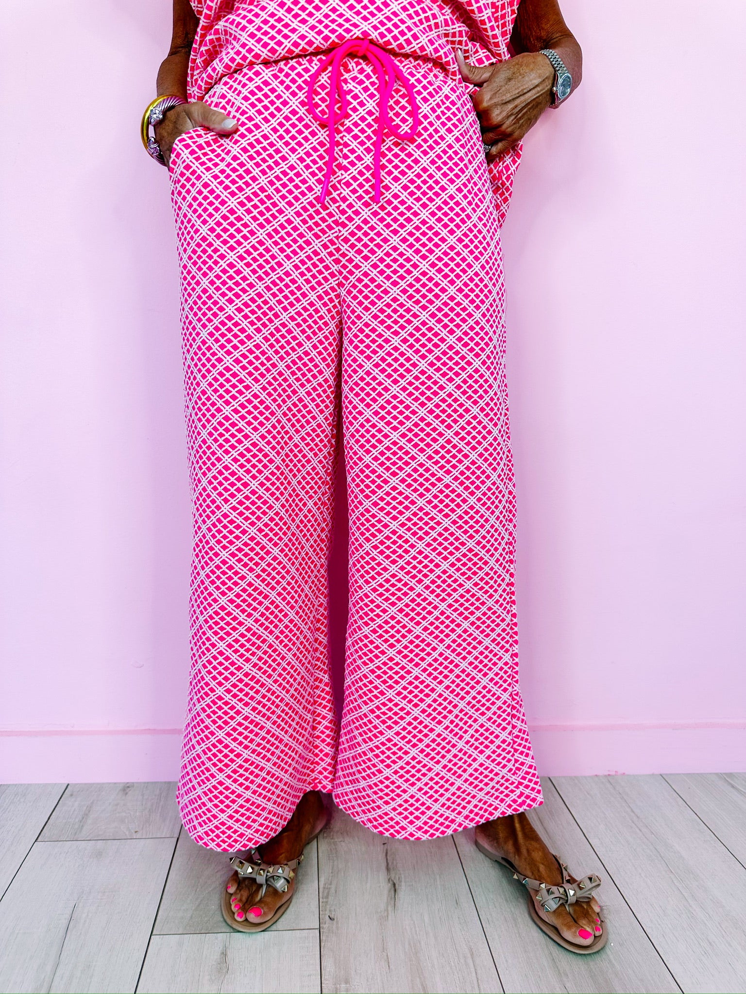 BAYE TEXTURED LOUNGE PANTS - PINK