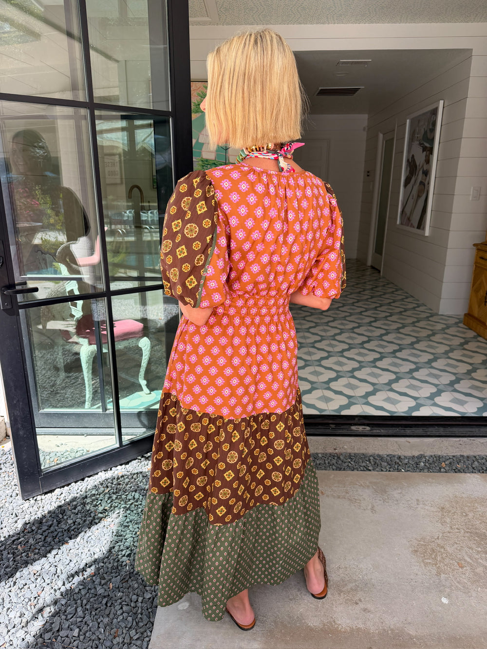 PIECE BY PIECE FLORAL PATTERN TIER MIDI DRESS