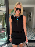 BUTTONED TO PERFECTION SKIRT SET - BLACK