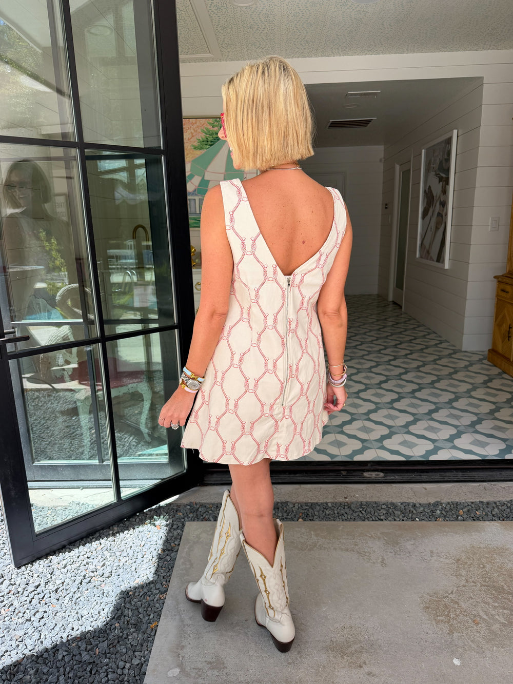 BIT OF LUCK HORSESHOE DRESS - CREAM/RED