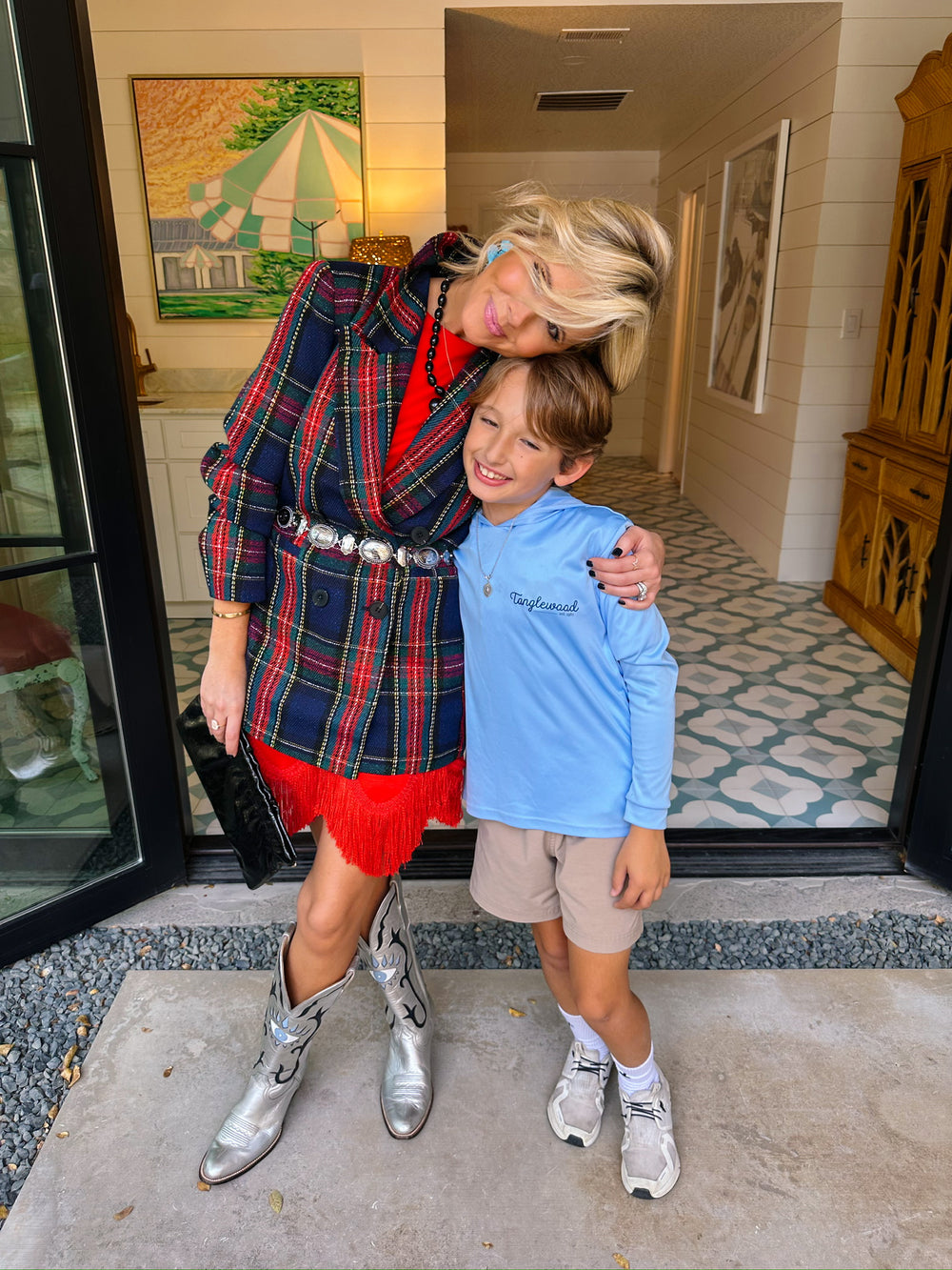 SUITS YOU RIGHT TWEED PLAID BLAZER - NAVY/RED