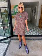 ZARA ZEBRA SUEDE SHIFT DRESS