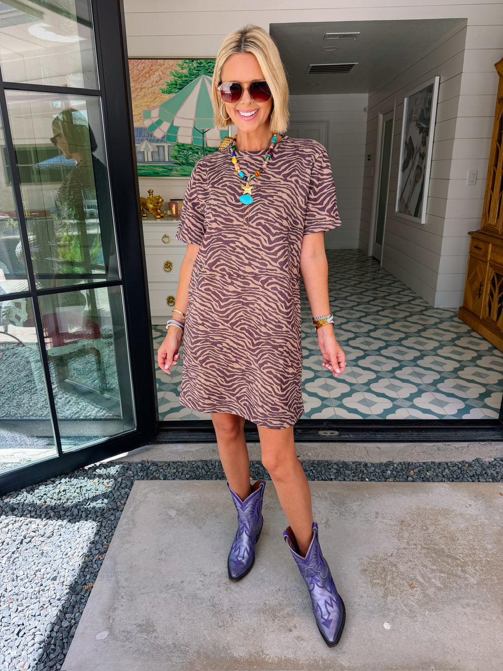 ZARA ZEBRA SUEDE SHIFT DRESS