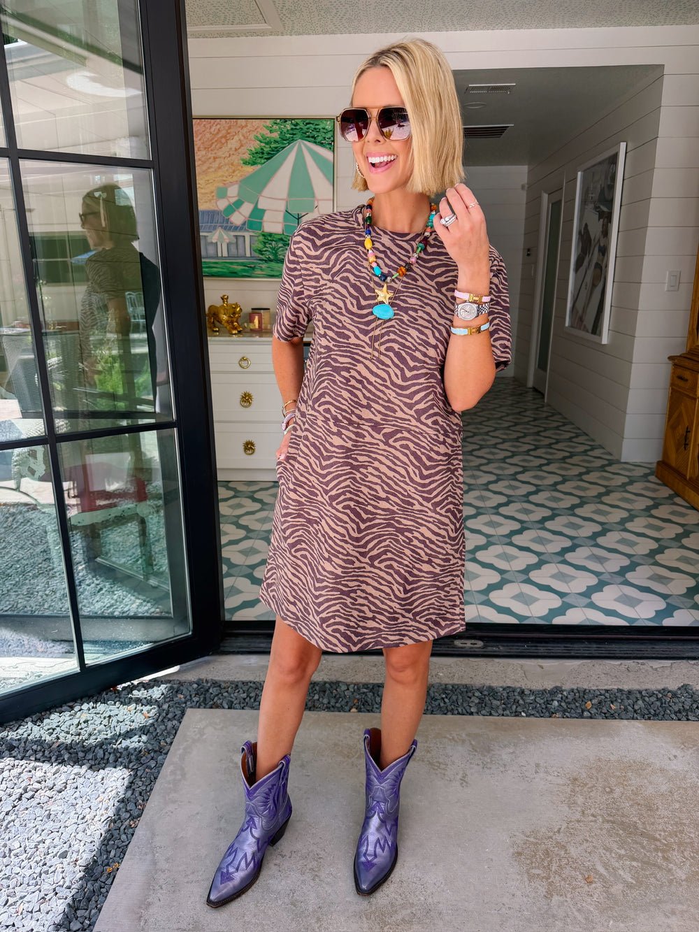 ZARA ZEBRA SUEDE SHIFT DRESS