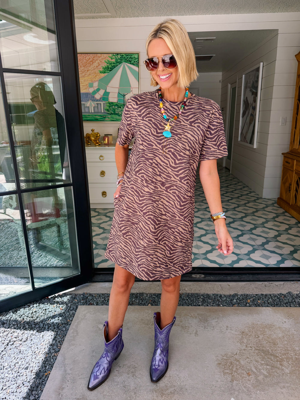 ZARA ZEBRA SUEDE SHIFT DRESS